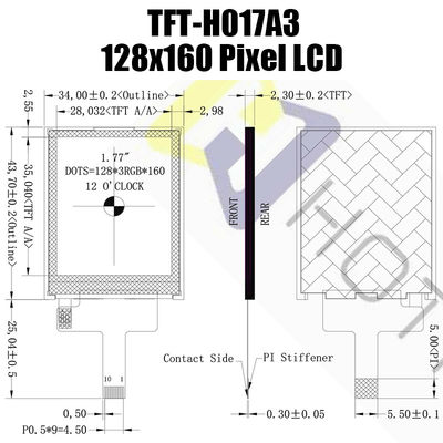 1.77 Inch Sunlight Readable Resistive TFT Display 128x160 Tft Color Monitor